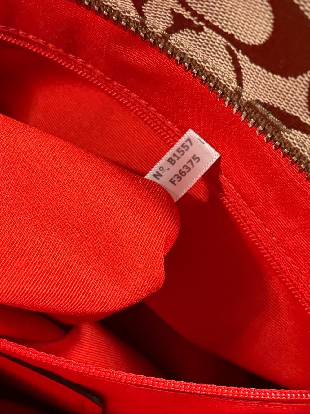 Coach Signature Zip Top Tote Khaki/Red NWT